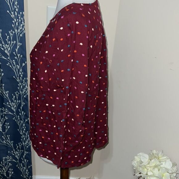 Anthropologie Anthro | Maeve Dottie Embroidered Rainbow Polka Dot Top sz XS - Picture 5 of 11